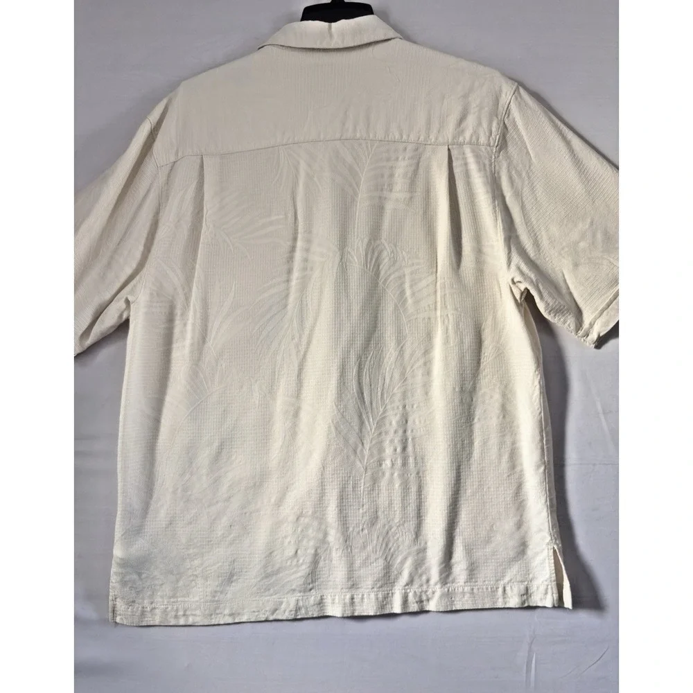 Jamaica Jaxx Mens Cream Casual Button Down Shirt‎ Short Sleeve Silk Medium
